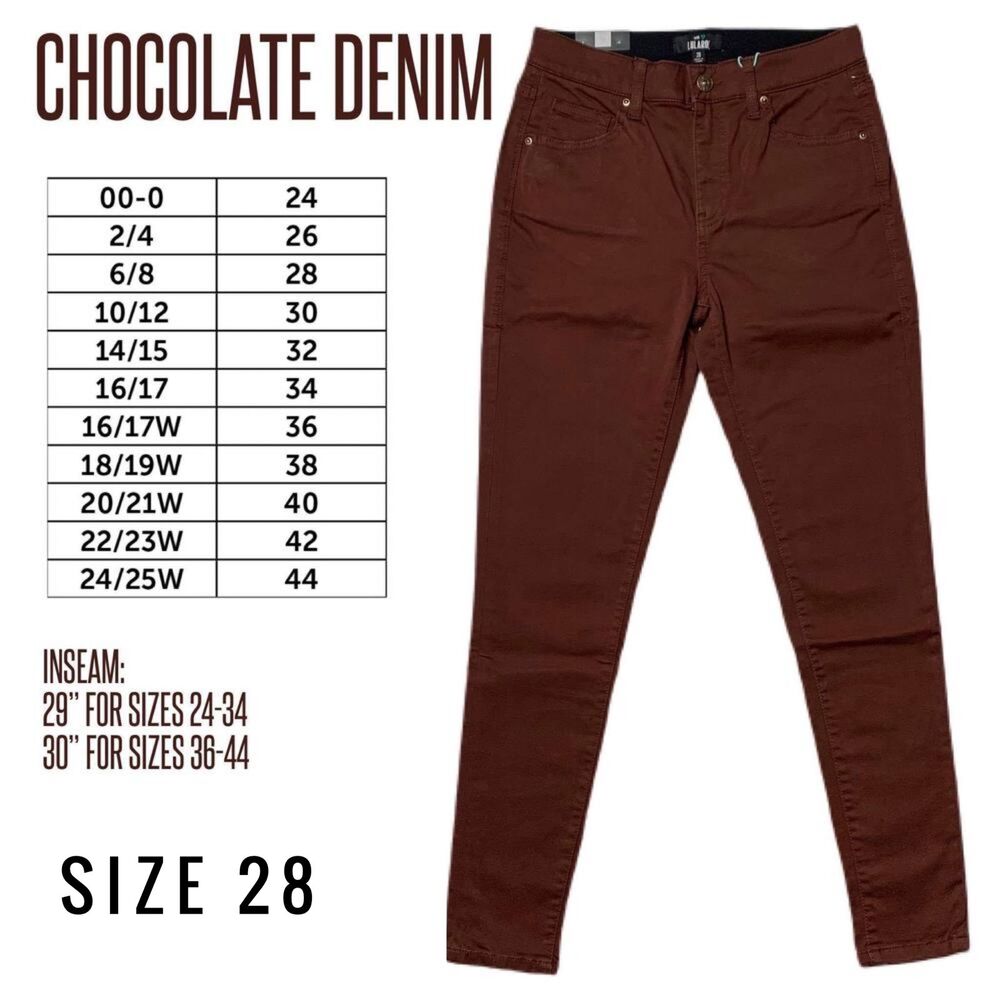 NWT Denim 28 Solid chocolate brown Jeans Pants LuLaRoe